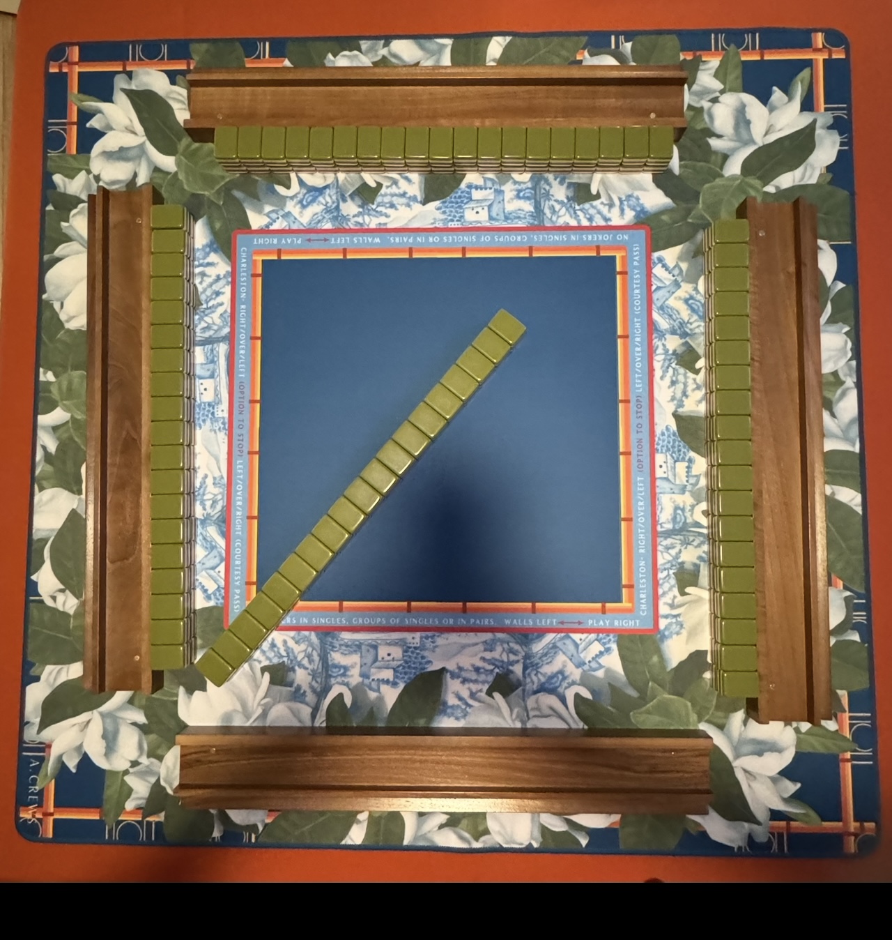 Drake tiles, Heaven Scent mat, Walnut racks